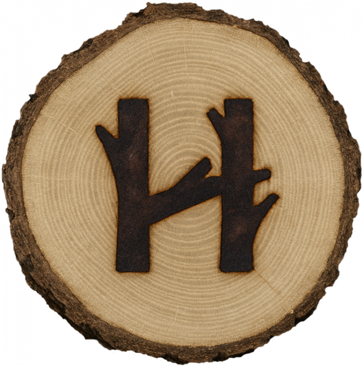 The Lodge of Huntersville A wooden slice supports a hand holding a tree branch, emphasizing organic textures and elements.